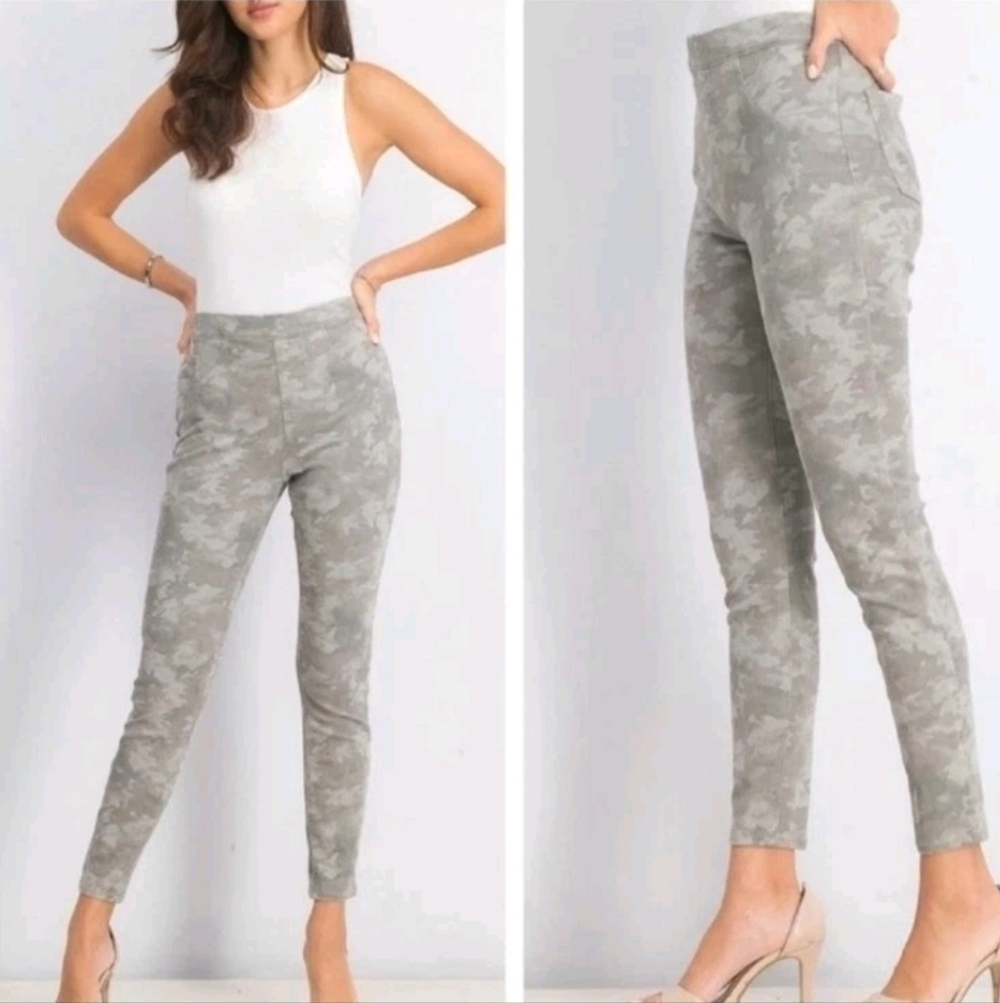 SPANX Stone Wash Camo Ankle Jean-ish Leggings Slimming Stretch Shaping Pants XL